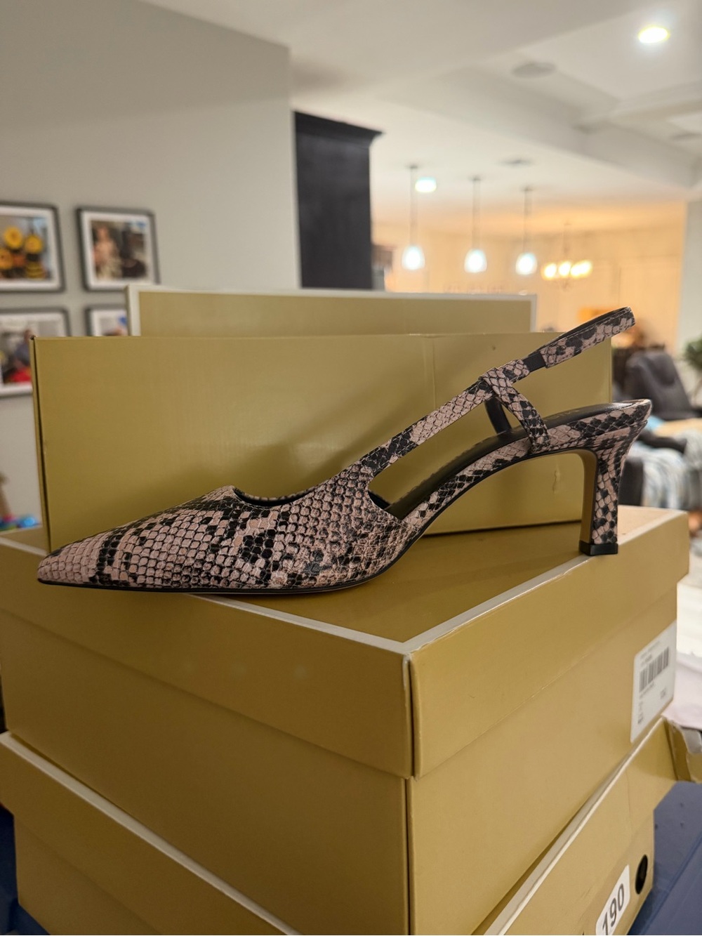 Michael Kors Pointed Slingback Kitten Heel in Neutral Snake Print - Picture 5 of 7